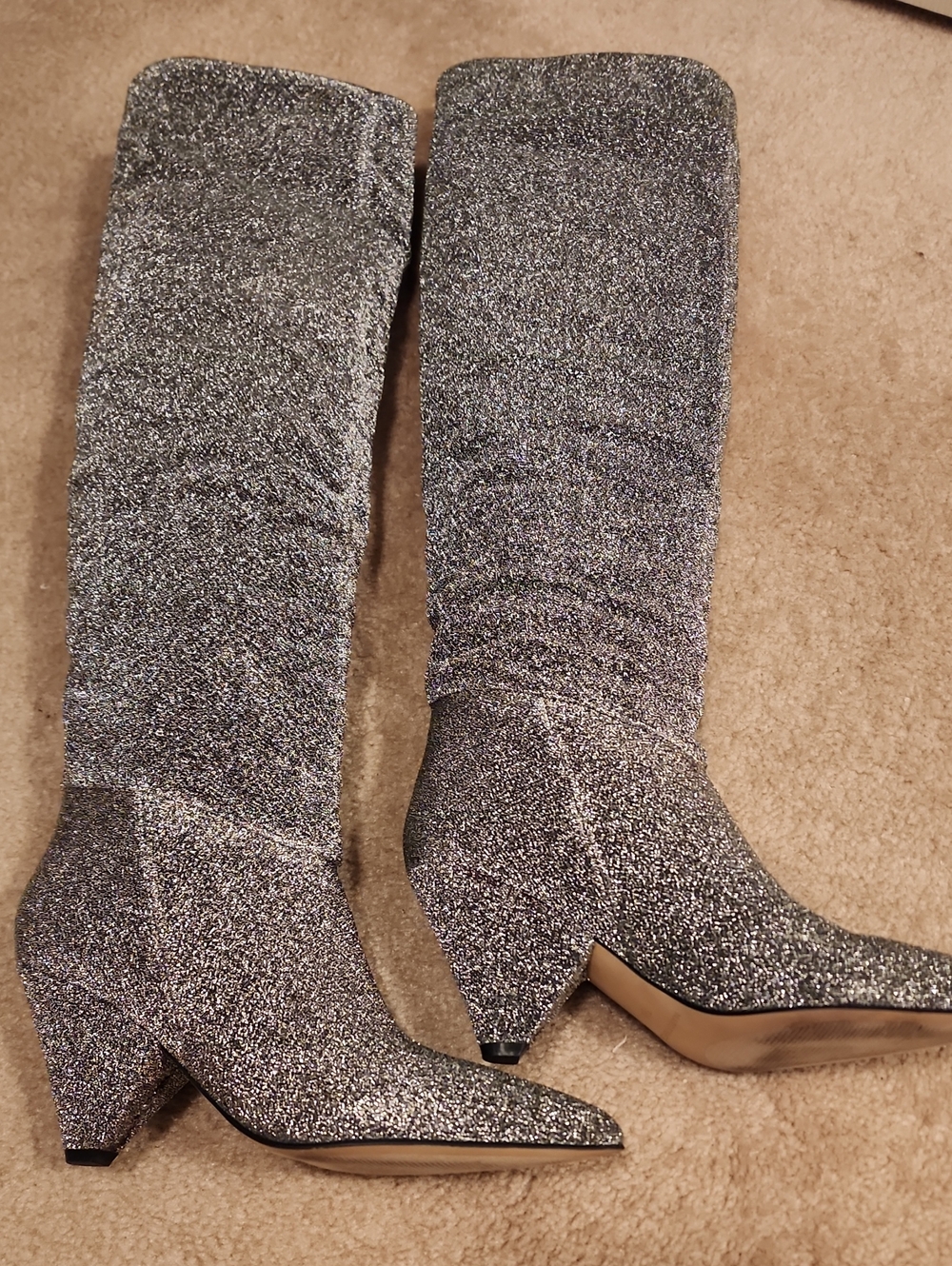 Marc Fisher Silver Glitter Boots
